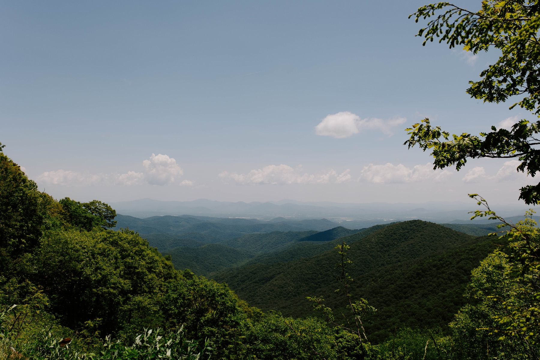 Layered green ridges of the Appalachian Mountains near Asheville
